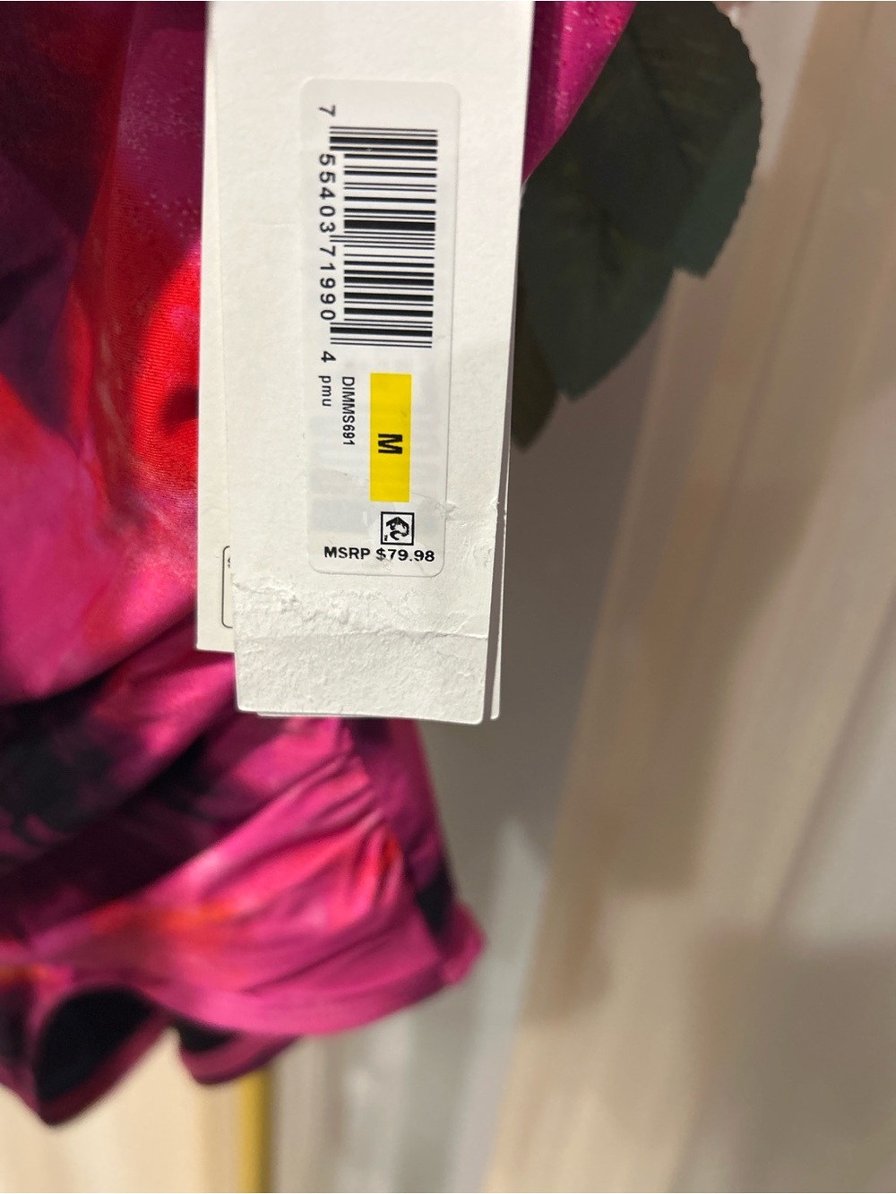 NWT DKNY Pink Abstract Ruffle Plunge Underwire Tummy Control One-Piece M - Picture 7 of 9